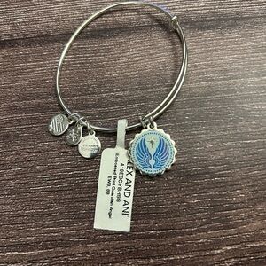 Alex and Ani Silver Guardian Angel Expandable Bangle with Disc Charms NWT